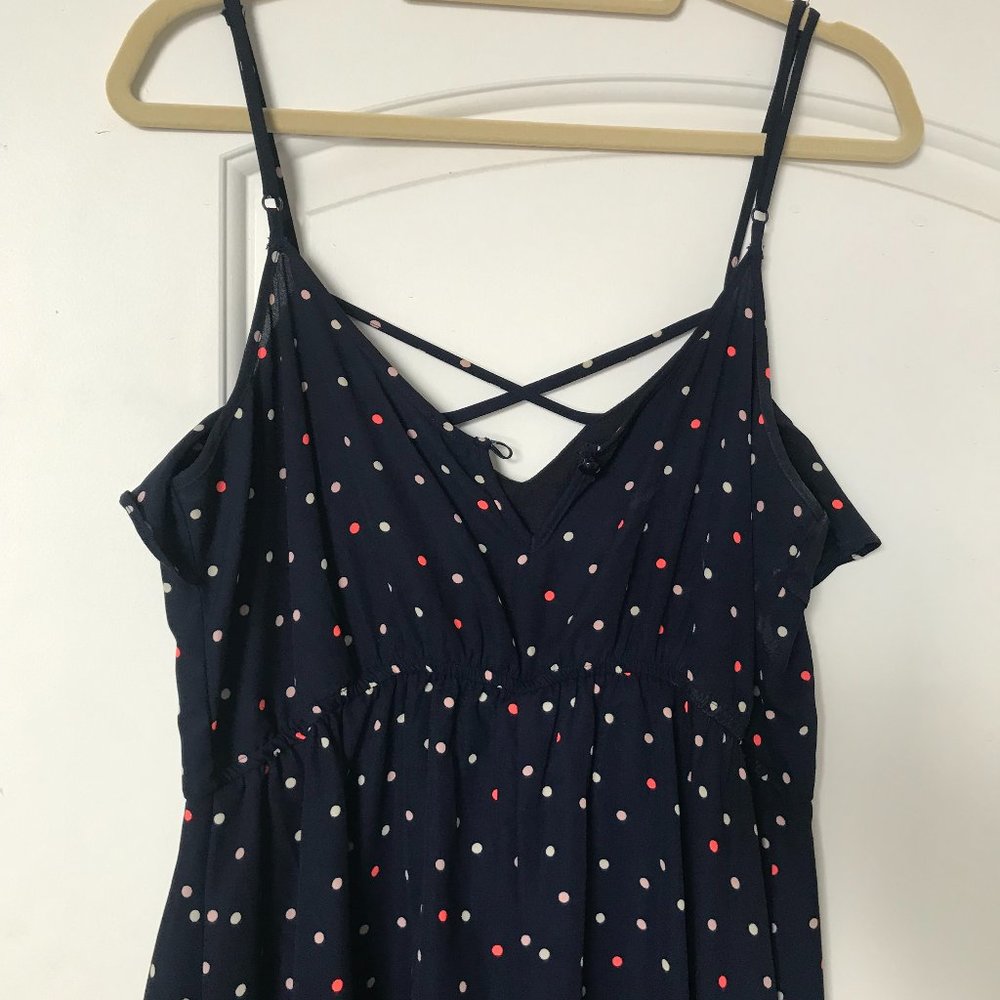 Trixxi Dress | Spaghetti Strap Navy Polka Dot Dress | Size XL